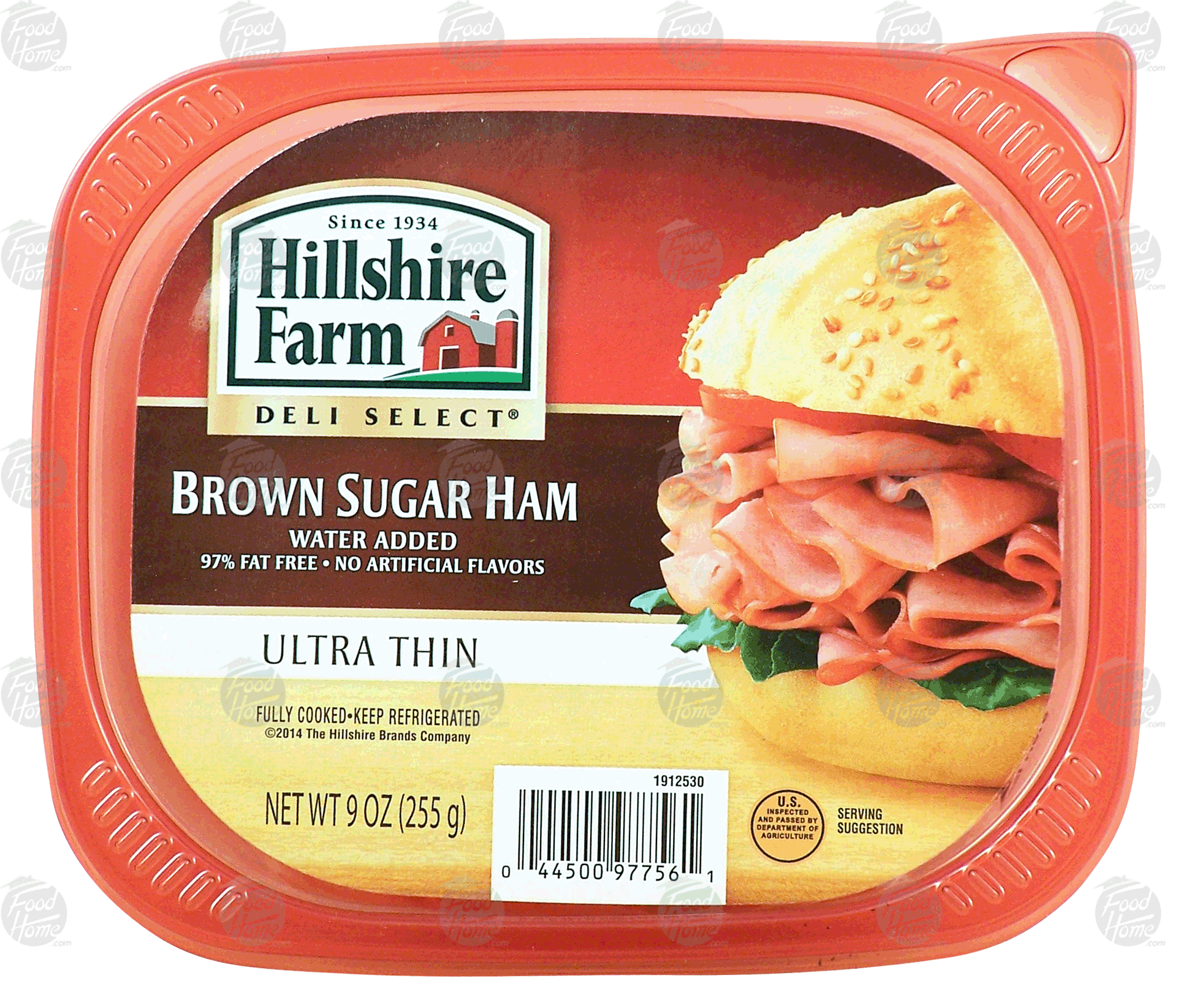 Hillshire Farm Deli Select brown sugar ham, water added, ultra thin, fully cooked Full-Size Picture